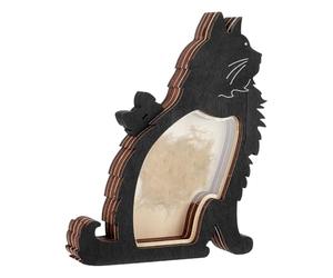 PH PandaHall Boîte à Souvenirs de Poils de Chat en Bois Boîte à Souvenirs de Fourrure d'animal de Chat, Noir Conteneur de Poils d'animal à Poser sur pour Les Amoureux des Animaux, 18x14.8cm