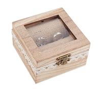 PH PandaHall Boite Alliance Mariage Boîte à Alliances Boîte à Bague en Bois Mariages Porte-Bague en Bois Porte-bague Personnalisé pour Mariages Décoratifs Rustique Thème Plage Proposition Fiançailles