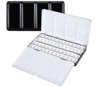 PH PandaHall Boîte de Palette de Peinture Noire Boîte de Boîtes D'Aquarelle Vide Boîte de Peinture Vide en Métal Plateau D'Aquarelle en Étain avec 52pcs Demi-Casseroles pour Croquis de Peinture