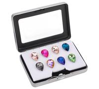 PH PandaHall Boîte de présentation de diamants ou de pierres précieuses en vrac, Boîte à bijoux en platine avec couvercle et éponge Boîte de rangement vitrine pour pierres précieuses, 6x8x1.7cm