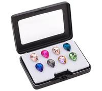 PH PandaHall Boîte de présentation de pierres précieuses noires, Porte-conteneur rectangulaire en diamant Boîte à bijoux avec couvercle et éponge pour pierres précieuses Pièces de monnaie, 6x8x1.7cm