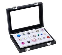 PH PandaHall Boîte de Présentation Rectangulaire en Cuir PU pour Pierres Précieuses (18.1 x 13.8x3.3cm) Boîte de Rangement Noire pour Bijoux de Collection Strass et Cristal