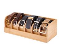 PH PandaHall Boîte de Rangement de Ceinture en Bambou avec 6 séparateur Vitrine en Bois pour Ceintures, Conteneur Support de Ceinture pour Placard, Plateau et Tiroir Fête des Pères