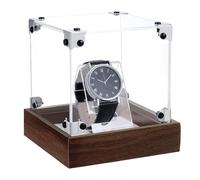 PH PandaHall Boîtes de Présentation pour Montres, Présentoir à Montre en Acrylique avec Base en Bois Support pour Bracelet et Bijoux Présentoir pour Montres Homme et Femme 11.8x11.8x13.1cm