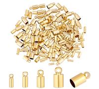 PH PandaHall Bouchons D'extrémité de Cordon Plaqués Or 14k, 160pcs Embouts de Fil Tube en Alliage à Sertir pour Perles et Corde, Calotte pour Bracelet Bijoux, 6/7/8/9mm