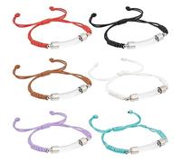 PH PandaHall Bracelet réglable avec pendentif en verre de 6 couleurs avec nom en verre ouvert sur le riz pour homme et femme, fabrication de bijoux, parfum sable, 1,5 à 8,9 cm, Verre, Sans pierre