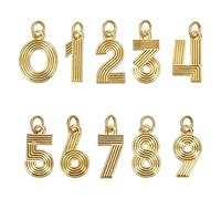 PH PandaHall Breloques de Numéro Plaqué Or 18K, 10pcs Breloques Pendentifs Numériques en Métal Chiffres en Laiton 0-9 Pendentifs avec Anneau de Jonction pour Fabrication de Bijoux Bracelet Collier