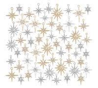 PH PandaHall Breloques Étoiles 7 Styles - Pendentifs Zircone Cubique Pavés Dorés avec Strass pour la Fabrication de Bijoux et Colliers