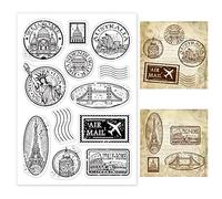 PH PandaHall Cachet de la Poste de la Ville en Plastique PVC - Timbre de Voyage Transparent Avec Motif et Cadre de Film Vintage - Sceau Pour Cartes