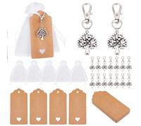 PH PandaHall Cadeau Invites Mariage 24 Ensembles Cadeau de Remerciement Invités Retour Faveurs Baptême Faveurs Arbre de Vie Porte-Clés Étiquettes Kraft Vierges pour Communion Nuptiale Faveurs de Fête