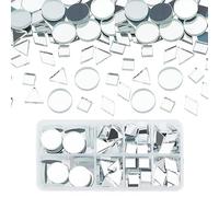 PH PandaHall Carreau de mosaïque miroir, 180pcs 4 formes : rond/triangle/losange/carré en verre transparent pour la maison de porte de mur d'art