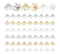 PH PandaHall Chapeau de Perle de Fleur, 60pcs 3 Couleurs Capuchon Perle Cloche En Laiton Bélières Fin Charm Caps Avec Perles D'espacement pour Boucles D'oreilles Bracelets Colliers Bijoux
