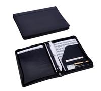 PH PandaHall Classeur de partitions en cuir noir à 3 anneaux avec fermeture éclair pour musicien, chanteur, spectacle, bureau, 34 x 26 cm