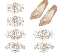 PH PandaHall Clips de chaussures en strass pour chaussures de mariage Clips de chaussures en cristal Boucles de chaussures amovibles Clips de chaussures étincelantes, 1.3~1.5x2~2.6mm, Strass Alliage