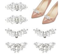 PH PandaHall Clips de chaussures en strass pour chaussures de mariage Clips de chaussures en cristal Boucles de chaussures amovibles Clips de chaussures étincelantes, 1~1.3''x2.4~2.6'', Strass Alliage