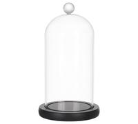 PH PandaHall Cloche Dôme en Verre Transparent Présentoir Dôme Cloche Cloche Couvercle Dôme Noir avec Poignée Supérieure pour Fleur Argile de Plantes Succulentes Présentoir de Noël, 21.5cm