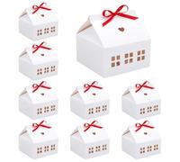 PH PandaHall Coffrets Cadeaux en Forme de Maison avec Rubans 16x16x16cm Boîtes à Bonbons en Papier Boîtes à Friandises en Carton Boîte à Dragées pour Desserts Bonbons Mariage Noël Anniversaire 10PCS