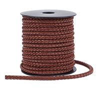 PH PandaHall Cordon en Cuir Tressé 5mm - Corde Ronde en Similicuir Marron 10m pour Collier, Bracelet, Ceinture et Fabrication Artisanale