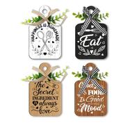 PH PandaHall Décoration Murale de Cuisine Eat 4pcs panneau en Bois Vaisselle Alimentaire Panneau de Salle à Manger à Suspendre Décor de Cuisine de Ferme avec Corde pour la Maison le Bar Café 15x9cm