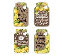 PH PandaHall Décoration Murale de Cuisine en Pot 4pcs panneau Décoratif en Bois de Citron Panneau de Cuisine à Suspendre Panneau de Ferme avec Corde pour la Maison le Bar le Café le Porche 15x9cm
