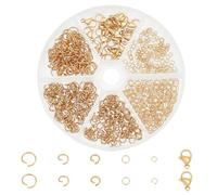 PH PandaHall Ensemble de Fermoirs à Bijoux Plaqués Or 18K, 700pcs 3/4/5/6/8mm anneaux Ouverts avec 20pcs 12x7mm fermoirs à Pince de Homard Kit de Fabrication de Pendentifs de Bijoux