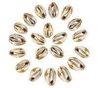 PH PandaHall environ 50pcs perles de coquillage plaquées or cauris pour l'artisanat,décoration de la maison,fête sur la plage