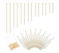 PH PandaHall Épingles à Bijoux en Acier Inoxydable, 200PCS 7 Styles Épingles à tête sphérique en Or 24 carats Broche de Perles pour Boucle d'oreille Pendentif Bracelet Collier Bijoux
