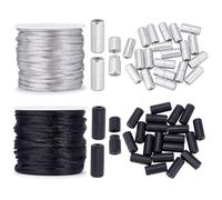 PH PandaHall Fermoirs de Sécurité en Aluminium pour Cordon 40pcs 18mm fermoir de Sécurité en Métal avec Cordon de 2mm X 20 m pour Colliers et Bracelets Fermoir de Cou Bijoux