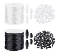 PH Pandahall Fermoirs de Sécurité pour Cordon 60pcs 24mm connecteur de Barillet de Perles Noir/Blanc avec Cordon pour Collier Bracelet Lanière