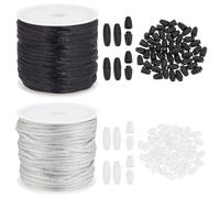 PH PandaHall Fermoirs détachables pour lanière, 50pcs 24mm Connecteur de Baril de Perles Noir/Blanc Fermoir de Fermeture Fermoir de sécurité avec Cordon de lanière de 1,5mm x 15m pour Collier