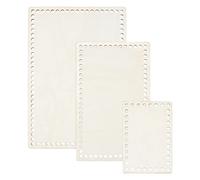 PH PandaHall Fond de panier en bois, 3 tailles Fond de sac blanc rectangle Base de panier en crochet naturel pour sac de rangement de fil de crochet à tricoter bricolage