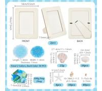 PH PandaHall Kit de Cadre Photo en Bois DIY, 2pcs cadre Photo en Bois Naturel Brut Mosaïque Colorée de Coquillages Naturels pour projets d'art DIY artisanat décor maison amateurs de plage