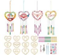 PH PandaHall Kit de Carillon Éolien en Forme de Cœur 12 Styles Carillons en Bois Créez Votre Propre Carillon Artisanat Ornement Suspendu Sur le Thème de la Saint Valentin pour de Noël Saint Valentin