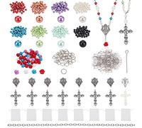 PH PandaHall Kit de Collier de Chapelet Catholique Pâques Fournitures de Fabrication de Chapelet avec des Perles d'Imitation en Résine et en Plastique Perles Croisées pour Bijoux Bracelet Collier