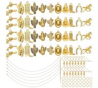 PH PandaHall Kit de fabrication de bijoux occidentaux de 152 pièces, 48 pièces de 12 styles de breloques dorées de cowboy et cowgirl en métal, 48 crochets de boucles d'oreilles, 6 chaînes de colliers