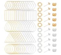 PH PandaHall Kit de Fabrication de Boucles D'Oreilles 5 style Anneaux de Liaison Créoles à Perles avec Clous D'Oreilles et Anneaux de Jonction pour la Fabrication de Bijoux Or et D'Argent