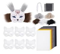 PH PandaHall Kit de Masque Therian DIY 8pcs masque de Chat Vierge avec Tissu en Feutre Therain en Fausse Fourrure Accessoires Masque Animal en Fourrure de Renard pour Équipement Therian