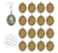 PH PandaHall Kit de Plateau de Lunette Vierges 30pcs Pendentif Ovale en Bronze Antique avec 30pcs 25x18mm Cabochons en Verre pour Bouquet de Mariage Photo de Remise de Diplôme Breloque Bijoux