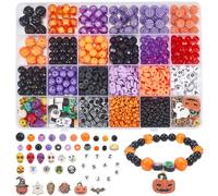 PH PandaHall Kit D'Halloween 1370+ Pièces, 24 Styles de Bracelets D'Amitié Avec Perles Acryliques et Spacer Horribles Pour Fabrication de Bijoux, Artisanat, Colliers