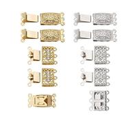 PH PandaHall KK-PJ0001-15-US Lot de 20 fermoirs en laiton multi-brins rectangulaires en filigrane pour la fabrication de bijoux, bracelets, colliers, dorés, platines, KK-PJ0001-15-US