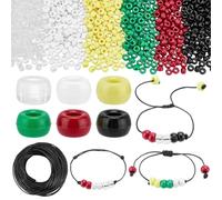 PH PandaHall Lot de 1 200 perles de Noël en acrylique transparent avec cordon ciré de 100 m - Motif plan du salut - Rouge/jaune/vert - Pour Noël, Pâques, fabrication de bijoux