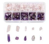 PH PandaHall - Lot de 1 Boite Perles Chips Améthyste Naturelle et Quartz Rose Naturel pour la Fabrication de Bijoux, Non Percé, 7.5-13x5-7x3-4mm