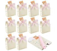 PH PandaHall Lot de 10 boîtes cadeaux ours en papier kraft avec ruban pour anniversaire, Noël, mariage, révélation du sexe, cadeaux de fête, 8,9 x 3,8 x 15,9 cm