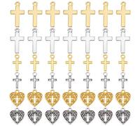 PH PandaHall Lot de 120 breloques en forme de croix en forme de cœur pour la fabrication de bijoux, bracelets, colliers, costumes, loisirs créatifs, Noël, Pâques, couleurs mélangées