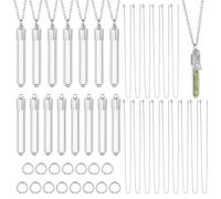 PH PandaHall Lot de 15 colliers avec pendentif en forme de fiole en verre pour liquide, colliers avec bouchon à vis et chaînes serpent pour la fabrication de bijoux, les cendres souvenirs