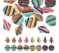 PH PandaHall Lot de 16 pendentifs en forme de cerf-volants et ronds plats en résine avec feuille d’or - Géométrie transparente - Pendentifs en bois et résine pour la fabrication de bijoux, Bois