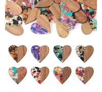 PH PandaHall Lot de 16 pendentifs en résine en forme de cœur avec de la feuille d’or - Géométrie transparente - Pendentifs en bois et résine pour la fabrication de bijoux