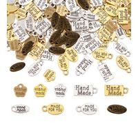 PH PandaHall Lot de 180 breloques en alliage de style tibétain faites à la main - 9 styles - Pendentifs ovales en forme de fleur pour loisirs créatifs, bracelets, colliers, porte-clés, boucles