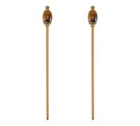 PH PandaHall Lot de 2 épingles à cheveux vintage en forme d'œil de tigre naturel de 15 cm - Épingles à cheveux chinoises en métal - Baguettes à cheveux en laiton - Cadeau pour femme - Accessoire