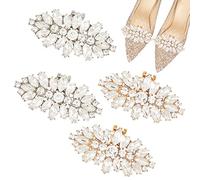PH PandaHall Lot de 2 paires de pinces à chaussures, 2 couleurs, strass et cristal en forme d'œil de cheval, boucles de chaussures étincelantes, bijoux pour mariage, fête, décoration de chaussures